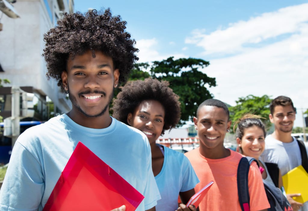 Group of students standing in line - Multi-Service Center